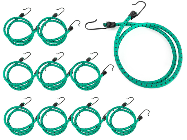 Guma transportowa 8 mm z haczykami - ekspandor zielony - 100cm / 10 sztuk