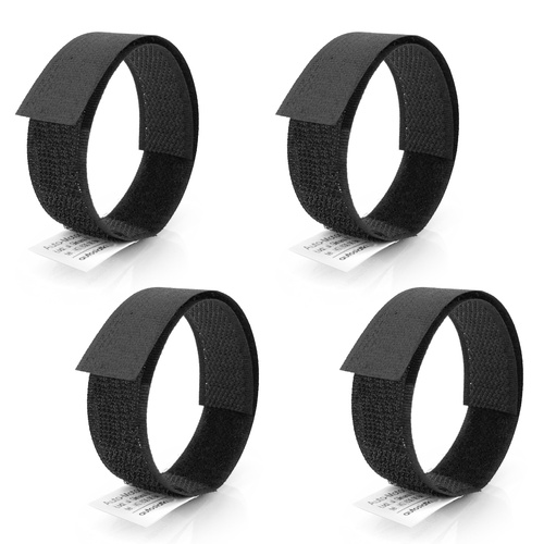 Zestaw opasek rzepowych do siatek 2x25cm - kolor czarny / 4 szt.