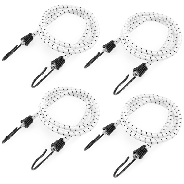 Guma transportowa 8 mm z haczykami - ekspandor biały - 90cm / 4 sztuki