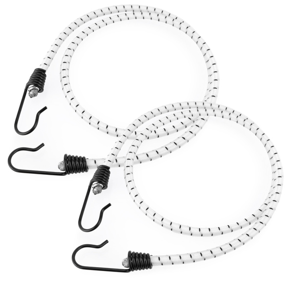 Guma transportowa 8 mm z haczykami - ekspandor biały - 80cm / 2 sztuki