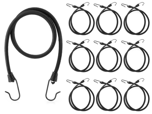 Guma transportowa 8 mm z haczykami - ekspandor czarny - 100cm / 10 sztuk