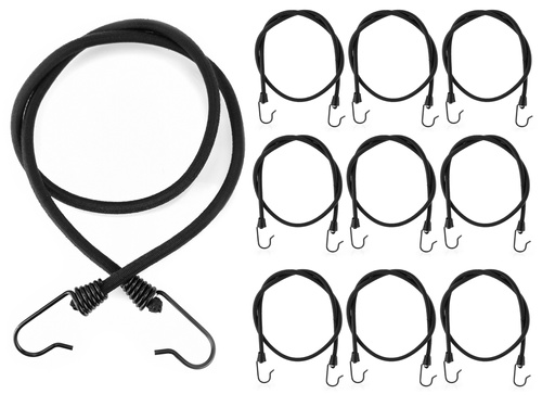 Guma transportowa 8 mm z haczykami - ekspandor czarny - 200cm / 10 sztuk