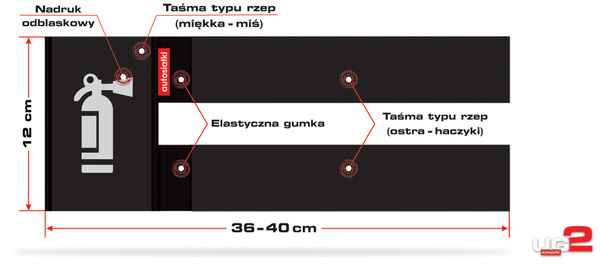Uchwyt gaśnicy na rzep z nadrukiem UG2-REFLECTIVE