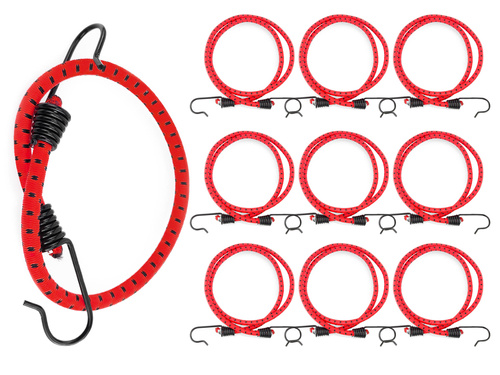 Guma transportowa 8 mm z haczykami - ekspandor czerwony - 70cm / 10 sztuk