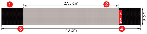 Autorzep – uchwyt na rzep do bagażnika, 40 cm, szary