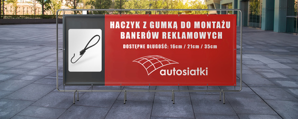 Haczyk z gumką do mocowania banerów 16 cm /  5 sztuk