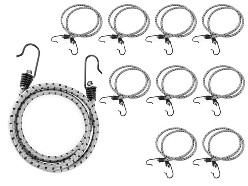 Guma transportowa 8 mm z haczykami - ekspandor szary - 90cm / 10 sztuk