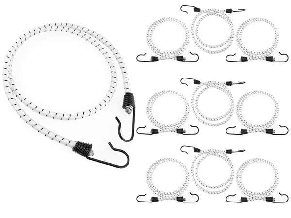 Guma transportowa 8 mm z haczykami - ekspandor biały - 80cm / 10 sztuk