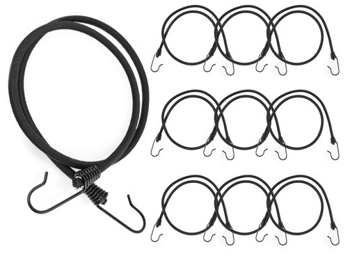 Guma transportowa 8 mm z haczykami - ekspandor czarny - 120cm / 10 sztuk