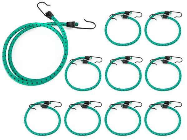 Guma transportowa 8 mm z haczykami - ekspandor zielony - 60cm / 10 sztuk