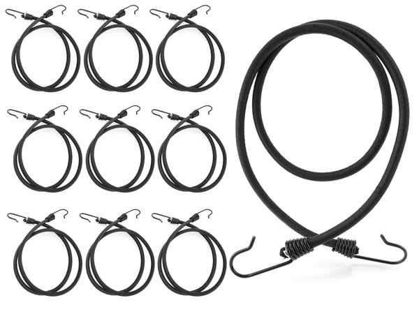 Guma transportowa 8 mm z haczykami - ekspandor czarny - 90cm / 10 sztuk