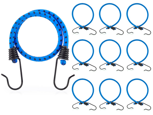 Guma transportowa 8 mm z haczykami - ekspandor niebieski - 30cm / 10 sztuk