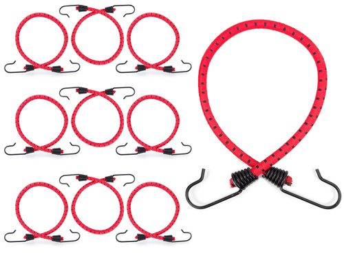 Guma transportowa 8 mm z haczykami - ekspandor czerwony - 50cm / 10 sztuk