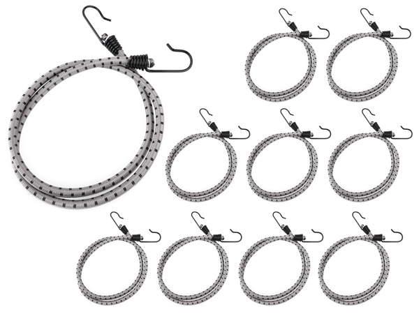 Guma transportowa 8 mm z haczykami - ekspandor szary - 120cm / 10 sztuk