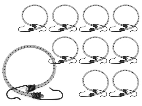 Guma transportowa 8 mm z haczykami - ekspandor szary - 70cm / 10 sztuk