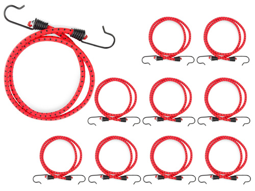 Guma transportowa 8 mm z haczykami - ekspandor czerwony - 120cm / 10 sztuk