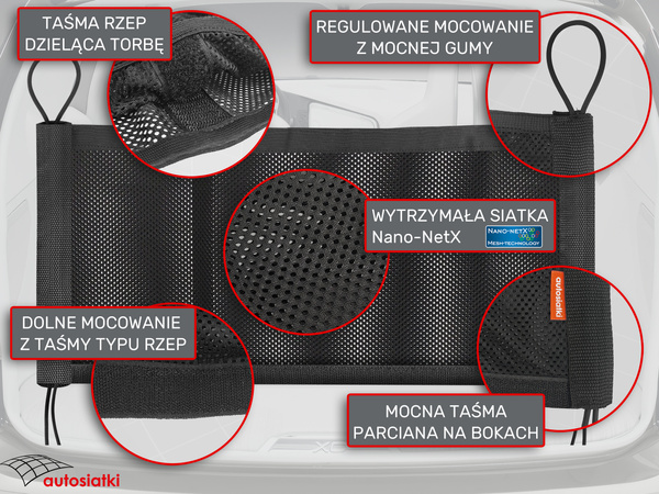 Siatka torba dzielona nano 90x37 cm