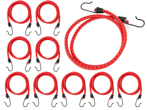 Guma transportowa 8 mm z haczykami - ekspandor czerwony - 150cm / 10 sztuk