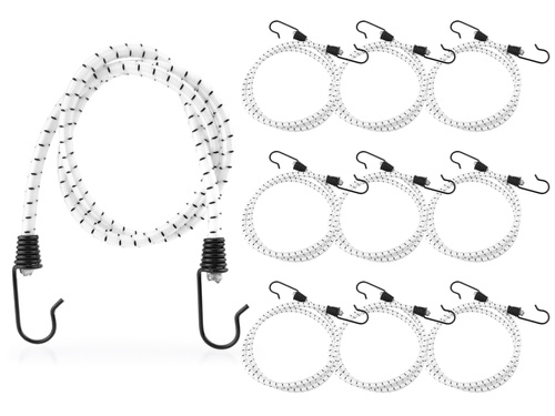 Guma transportowa 8 mm z haczykami - ekspandor biały - 200cm / 10 sztuk