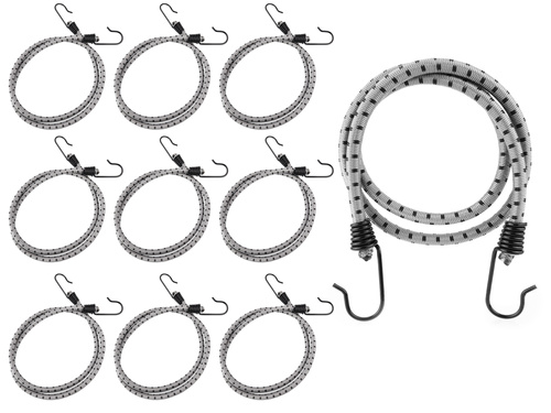 Guma transportowa 8 mm z haczykami - ekspandor szary - 80cm / 10 sztuk