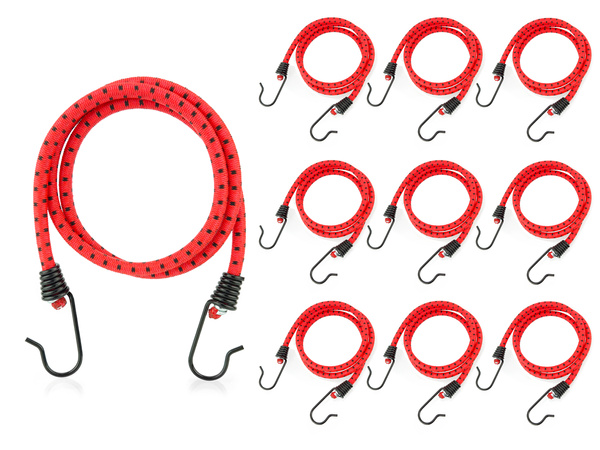 Guma transportowa 8 mm z haczykami - ekspandor czerwony - 90cm / 10 sztuk