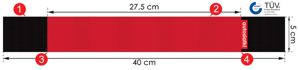 Autorzep – uchwyt na rzep do bagażnika, 40 cm, czerwony