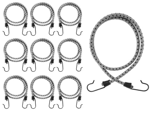Guma transportowa 8 mm z haczykami - ekspandor szary - 100cm / 10 sztuk