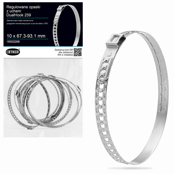 Opaska zaciskowa OETIKER DualHook 259 / 67.3-93.1 mm - opakowanie 10 sztuk