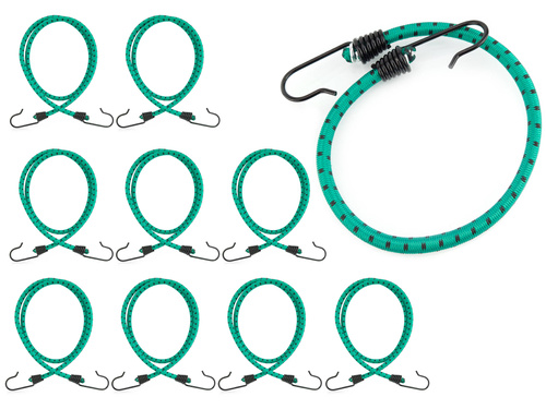 Guma transportowa 8 mm z haczykami - ekspandor zielony - 70cm / 10 sztuk