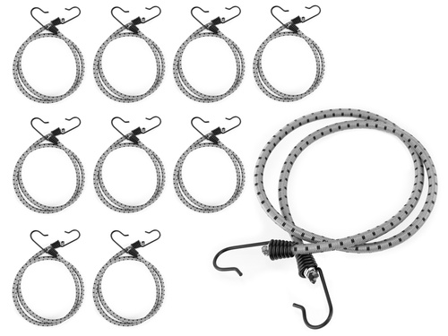 Guma transportowa 8 mm z haczykami - ekspandor szary - 150cm / 10 sztuk