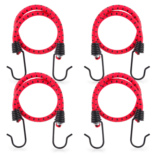 Guma transportowa 8 mm z haczykami - ekspandor czerwony - 40cm / 4 sztuki