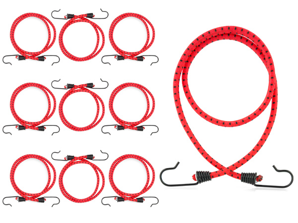 Guma transportowa 8 mm z haczykami - ekspandor czerwony - 80cm / 10 sztuk