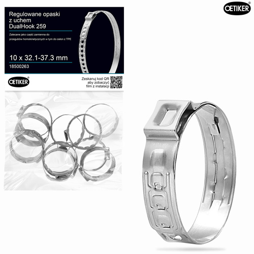 Opaska zaciskowa OETIKER DualHook 259 / 32.1-37.3 mm - opakowanie 10 sztuk