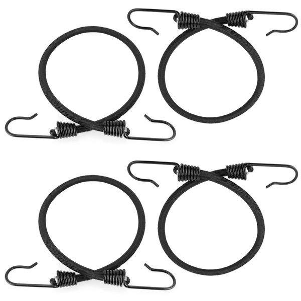 Guma transportowa 8 mm z haczykami - ekspandor czarny - 50cm / 4 sztuki 