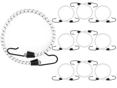 Guma transportowa 8 mm z haczykami - ekspandor biały - 70cm / 10 sztuk