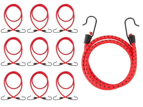Guma transportowa 8 mm z haczykami - ekspandor czerwony - 100cm / 10 sztuk