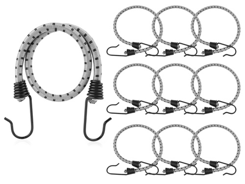 Guma transportowa 8 mm z haczykami - ekspandor szary - 40cm / 10 sztuk