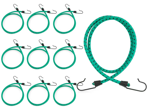 Guma transportowa 8 mm z haczykami - ekspandor zielony - 80cm / 10 sztuk