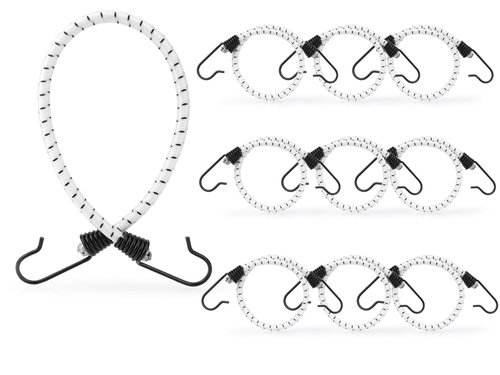 Guma transportowa 8 mm z haczykami - ekspandor biały - 40cm / 10 sztuk
