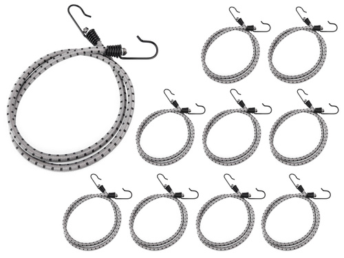 Guma transportowa 8 mm z haczykami - ekspandor szary - 120cm / 10 sztuk