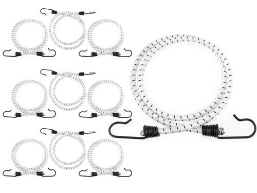 Guma transportowa 8 mm z haczykami - ekspandor biały - 90cm / 10 sztuk
