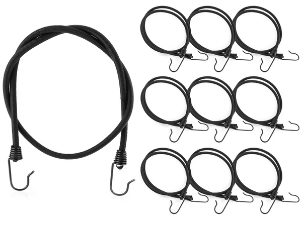 Guma transportowa 8 mm z haczykami - ekspandor czarny - 80cm / 10 sztuk