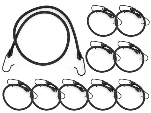 Guma transportowa 8 mm z haczykami - ekspandor czarny - 60cm / 10 sztuk