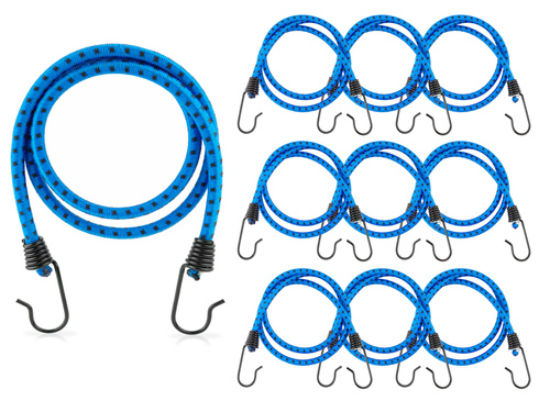 Guma transportowa 8 mm z haczykami - ekspandor niebieski - 100cm / 10 sztuk
