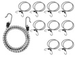 Guma transportowa 8 mm z haczykami - ekspandor szary - 90cm / 10 sztuk
