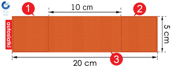 Autorzep – zestaw uchwytów na rzep, 20 cm, pomarańczowy