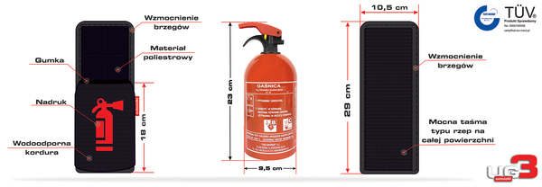 Gaśnica samochodowa + pokrowiec na rzep UG3