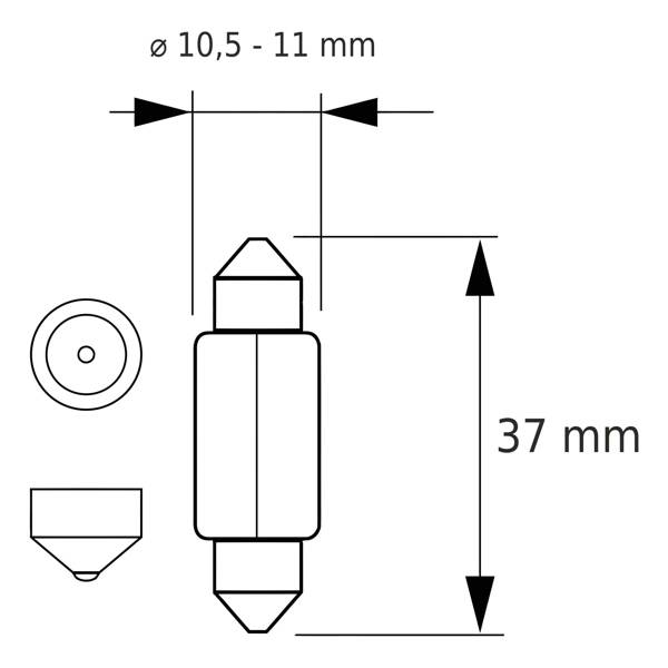 Zestaw 10 żarówek rurka 5W 12V - C5W